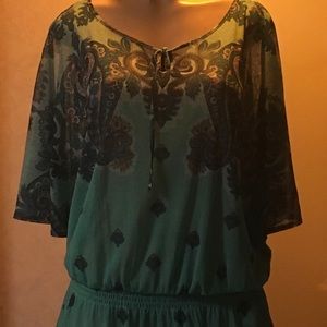 Green Print Top